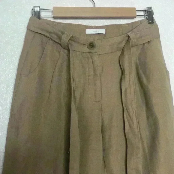 Zapa Pants Tapered Leg Cuffed Pleated Tie Belt - Picture 8 of 10